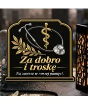 Duży znicz solarny LED XL z nadrukiem UV — Medycyna — Za dobro i troskę — zbliżenie