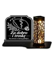 Duży znicz solarny LED XL z grawerem — Medycyna — Za dobro i troskę — białe tło