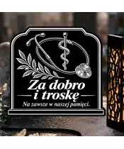 Duży znicz solarny LED XL z grawerem — Medycyna — Za dobro i troskę — zbliżenie