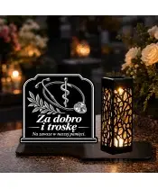 Duży znicz solarny LED XL z grawerem — Medycyna — Za dobro i troskę — drugie ujęcie dzienne