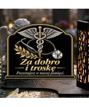 Duży znicz solarny LED XL z nadrukiem UV — Lekarz — Skrzydła pamięci — zbliżenie