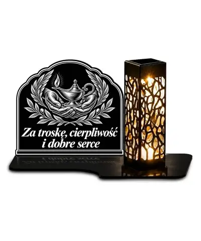 Duży znicz solarny LED XL z grawerem — Pielęgniarstwo — Lampa pamięci — białe tło