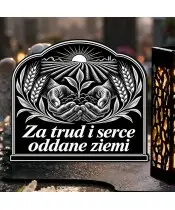 Duży znicz solarny LED XL z grawerem — Rolnik — Za trud i serce — zbliżenie