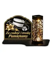 Duży znicz solarny LED XL z nadrukiem UV — Pielęgniarka — Za czułość i troskę — białe tło