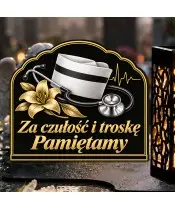 Duży znicz solarny LED XL z nadrukiem UV — Pielęgniarka — Za czułość i troskę — zbliżenie