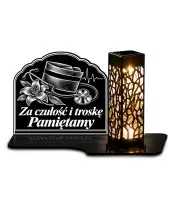 Duży znicz solarny LED XL z grawerem — Pielęgniarka — Za czułość i troskę — białe tło