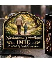 Duży znicz solarny LED XL dla Dziadka - Dziadek z wnukiem - nadruk UV - zbliżenie