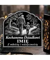 Duży znicz solarny LED XL dla Dziadka - Dziadek z wnukiem - grawer - zbliżenie