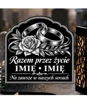 Duży znicz solarny LED XL dla małżonków - Razem przez życie - grawer - zbliżenie