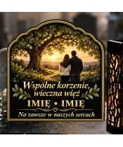 Duży znicz solarny LED XL dla rodzeństwa - Wspólne korzenie, wieczna więź - nadruk UV - zbliżenie