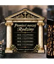 Duży znicz solarny LED XL rodzinny - Pamięci naszej Rodziny - nadruk UV - zbliżenie