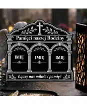 Duży znicz solarny LED XL rodzinny - Łączy nas miłość i pamięć - grawer - zbliżenie