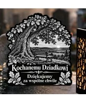 Znicz solarny LED XL dla dziadka - Pod starym dębem - grawer - zbliżenie