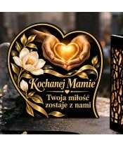Znicz solarny LED XL dla mamy - Serce w dłoniach - zbliżenie