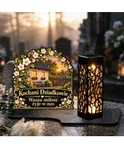 Znicz solarny LED XL dla dziadków - Dom dzieciństwa - na grobie