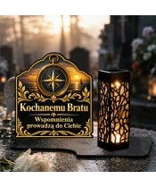 Znicz solarny LED XL dla brata - Kompas wspomnień - na grobie