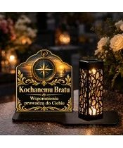 Znicz solarny LED XL dla brata - Kompas wspomnień - na grobie w dzień
