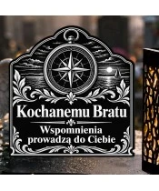 Znicz solarny LED XL dla brata - Kompas wspomnień - grawer - zbliżenie