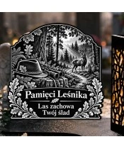 Znicz solarny LED XL dla leśnika - Strażnik leśnych ścieżek - grawer - zbliżenie