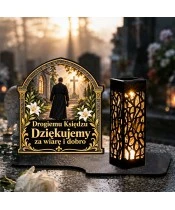 Znicz solarny LED XL dla księdza - Pasterz na drodze wiary - na grobie