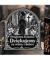 Znicz solarny LED XL dla księdza - Pasterz na drodze wiary - grawer - zbliżenie
