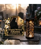 Znicz solarny LED XL dla siostry zakonnej - Cicha modlitwa - na grobie