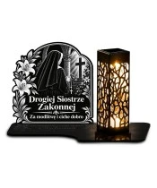 Znicz solarny LED XL dla siostry zakonnej - Cicha modlitwa - grawer - białe tło