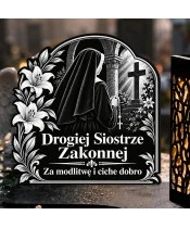 Znicz solarny LED XL dla siostry zakonnej - Cicha modlitwa - grawer - zbliżenie