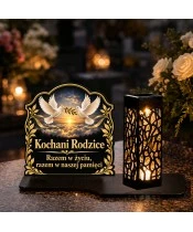 Znicz solarny LED XL dla rodziców - Wspólne niebo - na grobie w dzień