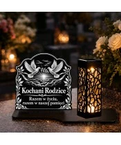 Znicz solarny LED XL dla rodziców - Wspólne niebo - grawer - na grobie w dzień