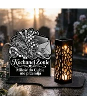 Znicz solarny LED XL dla żony - List wiecznej miłości - grawer - na grobie