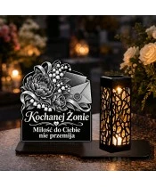 Znicz solarny LED XL dla żony - List wiecznej miłości - grawer - na grobie w dzień