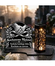 Znicz solarny LED XL dla męża - Uścisk na zawsze - grawer - na grobie