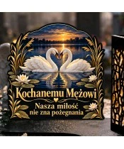 Znicz solarny LED XL dla męża - Łabędzie wiernej miłości - zbliżenie