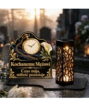 Znicz solarny LED XL dla męża - Czas mija, miłość zostaje - na grobie