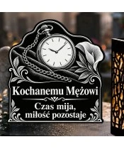 Znicz solarny LED XL dla męża - Czas mija, miłość zostaje - grawer - zbliżenie