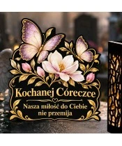 Znicz solarny LED XL dla córki - Motyle czułej pamięci - zbliżenie