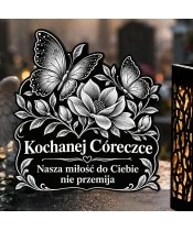 Znicz solarny LED XL dla córki - Motyle czułej pamięci - grawer - zbliżenie
