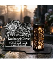 Znicz solarny LED XL dla córki - Melodia wspomnień - grawer - na grobie