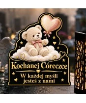 Znicz solarny LED XL dla córki - Miś z balonikiem - zbliżenie