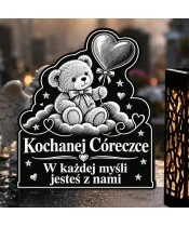 Znicz solarny LED XL dla córki - Miś z balonikiem - grawer - zbliżenie