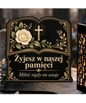Duży znicz solarny LED XL - Otwarta księga pamięci - zbliżenie