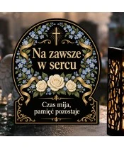 Duży znicz solarny LED XL - Wianek niezapominajek - zbliżenie