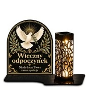 Duży znicz solarny LED XL - Gołąb pokoju - białe tło