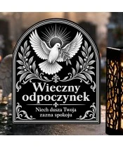 Duży znicz solarny LED XL - Gołąb pokoju - grawer - zbliżenie