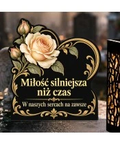 Duży znicz solarny LED XL - Serce i herbaciana róża - zbliżenie
