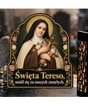 Duży znicz solarny LED XL - Święta Teresa - zbliżenie