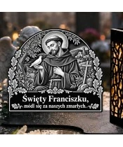 Duży znicz solarny LED XL - Święty Franciszek - grawer - zbliżenie
