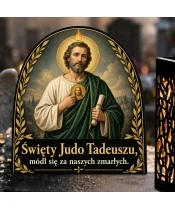 Duży znicz solarny LED XL - Święty Juda Tadeusz - zbliżenie