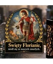 Duży znicz solarny LED XL - Święty Florian - zbliżenie